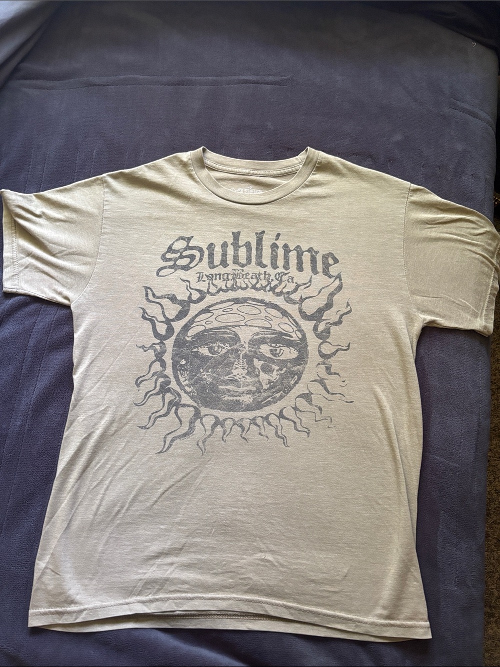 Vintage Sublime Graphic Tee, Faded Olive Sun Design